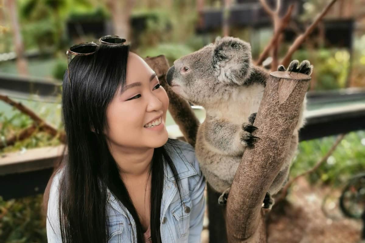 Australian Reptile Park: Entry Ticket Female getting a photo with a koala